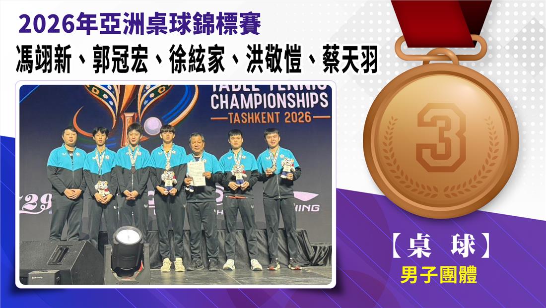 馮翊新、郭冠宏、徐絃家、洪敬愷、蔡天羽 / 男子團體銅牌