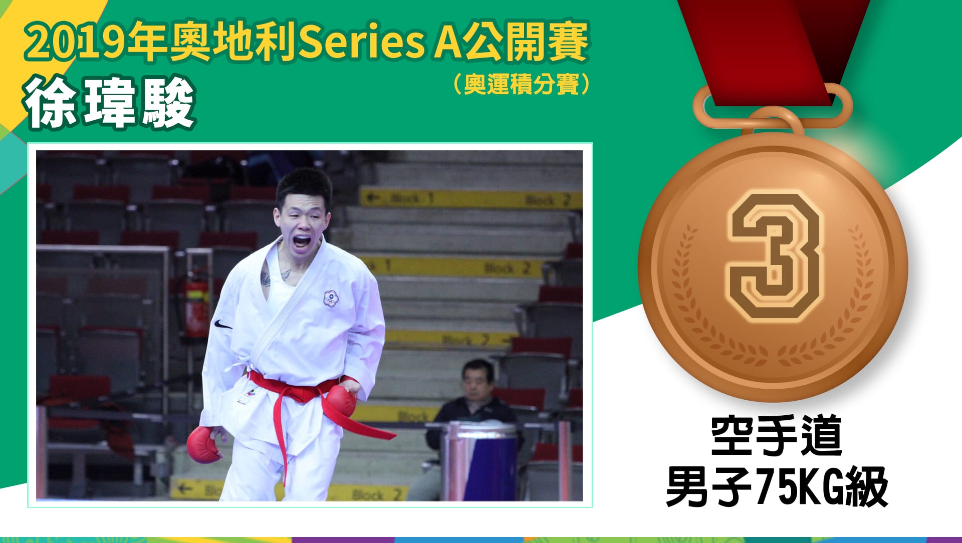 2019年奧地利Series A 空手道公開賽 徐瑋駿 - 銅牌 ( 男子-75kg級)